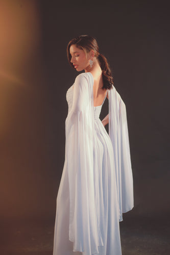 Asymmetrical Ruched Gown